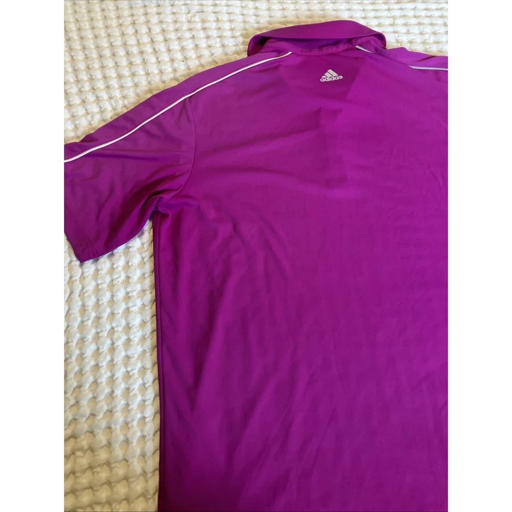 ADIDAS Golf Polo Men's SS Large Bright Purple‎ ADIZERO Grey Trim 100% Polyester